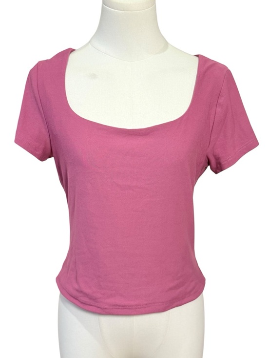 OLIVE + OAK Peached Jersey Scoop Neck Fitted Tee Pink Size Large - Picture 2 of 7